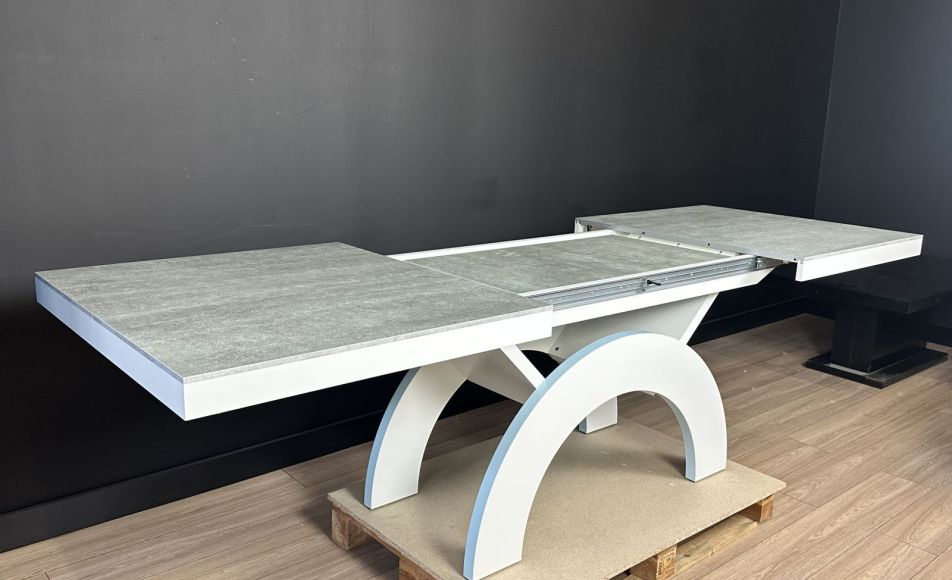 Stół rozkładany Model "U" w kolorze beton/biały - 3